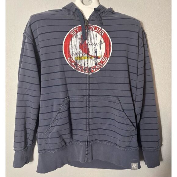 ST LOUIS CARDINALS NIKE FULL ZIP HOODED JACKET HOODIE MENS XL MLB BASEBALL BLUE - Picture 1 of 9